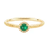 末森 Ювелирное украшение, зеленое кольцо, ретро инкрустация камня изумруд, золото 750 пробы, с драгоценным камнем, легкий роскошный стиль, делается под заказ