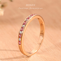 Mosen Mosen jewelry track Ring 18K gold inlaid shaffley color Sapphire Women jewelry customization
