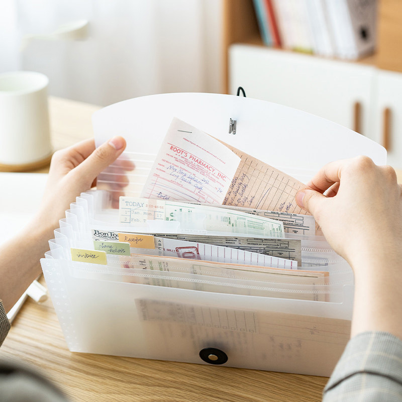 Minimalist VAT Invoice Wallet Bill Containing invoice clamping multilayer Multi-clamping bag folder with label cashier bag