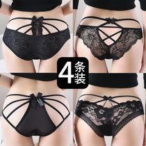Non-trace underwear women Summer thin ladies lace sexual confusion hollow and comfortable black temptation girl low waist breifs