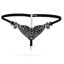 Sexy Briefs Female Apostle Fire Pearl Massage Thin lace transparent New hollowed-out seductive Tiny pants