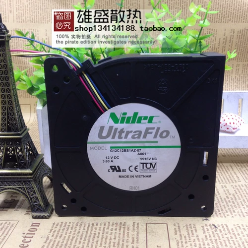 Nidec Japan G12C12BS1AZ 07 12 В 3,63A 12 см 4-линии 4-линейный объем воздуха с турбонаддувом.