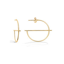 Little Joys Design Sensation 18K Bag Gold Circle Horizontal Bars Ear Nail Woman Fashion Matching Single Pint Atmosphere