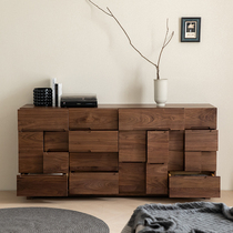 Black walnut drawer Nordic custom minimalist bedroom storage cabinet cherry oak Japanese-style self-assembly storage locker