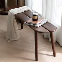 Black walnut bed end stool Nordic bedroom sitting collapsed light luxury solid wood tenon and mortise sitting with porch change shoe stool restaurant bench