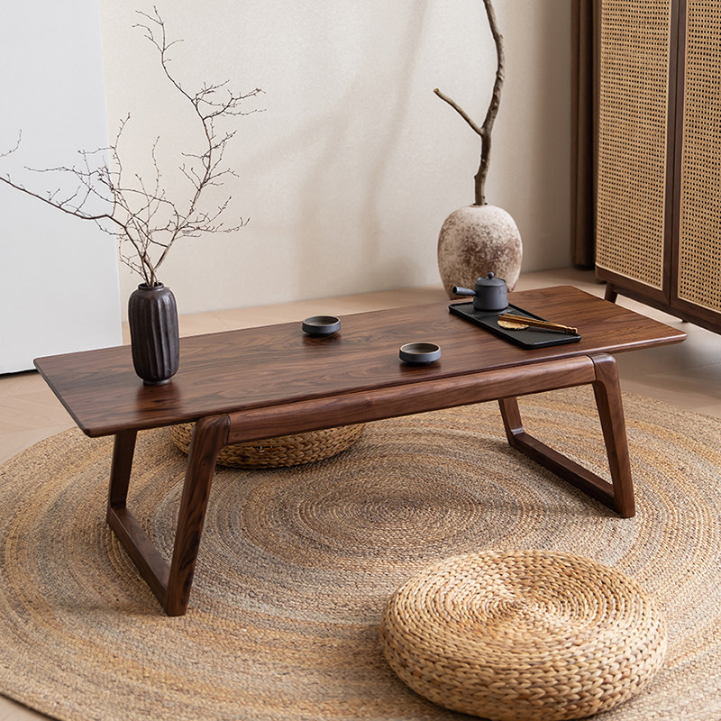 North American black walnut coffee table modern minimalist tatami low table Zen Japanese-style kang table balcony solid wood small coffee table