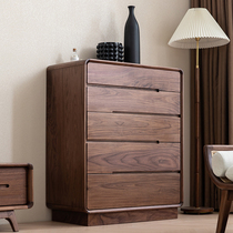 North American black walnut chest of drawers simple and integrated into the living room porch storage side cabinet bedroom log storage cabinet