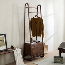 Black walnut coat rack bedroom adult simple custom solid wood bracket Nordic Japanese porch floor rack