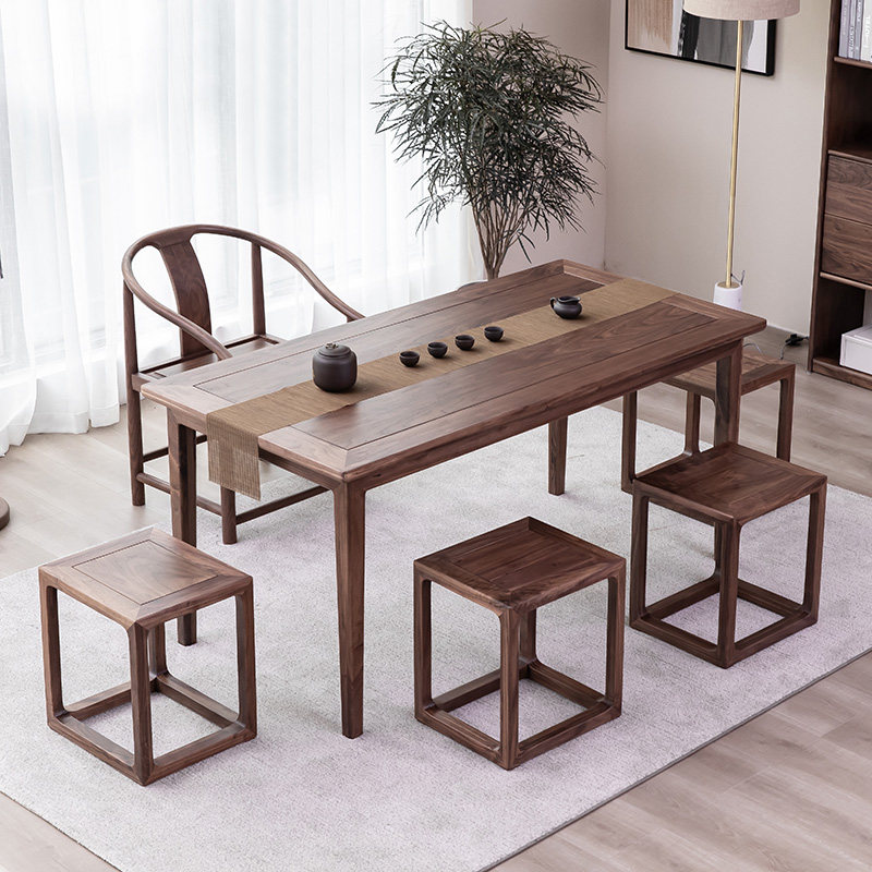North American black walnut tea table and chair combination cherry wood log Zen Nordic modern minimalist home tea room tea table