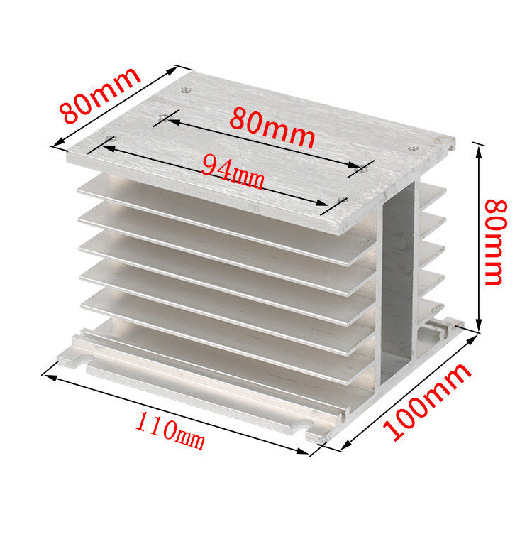 SSR three-phase solid state relay heat dissipation base H type aluminium extrusion material 80 * 80 * 110mm