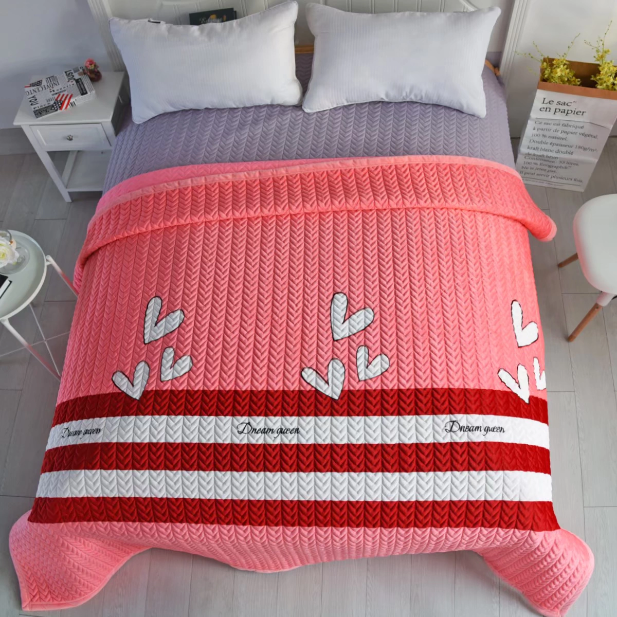 QUILT pha lê giường nhung bao gồm một mảnh 1.8m đôi tăng bên nhung bông của các tấm bên bìa giường bông kang - Trải giường