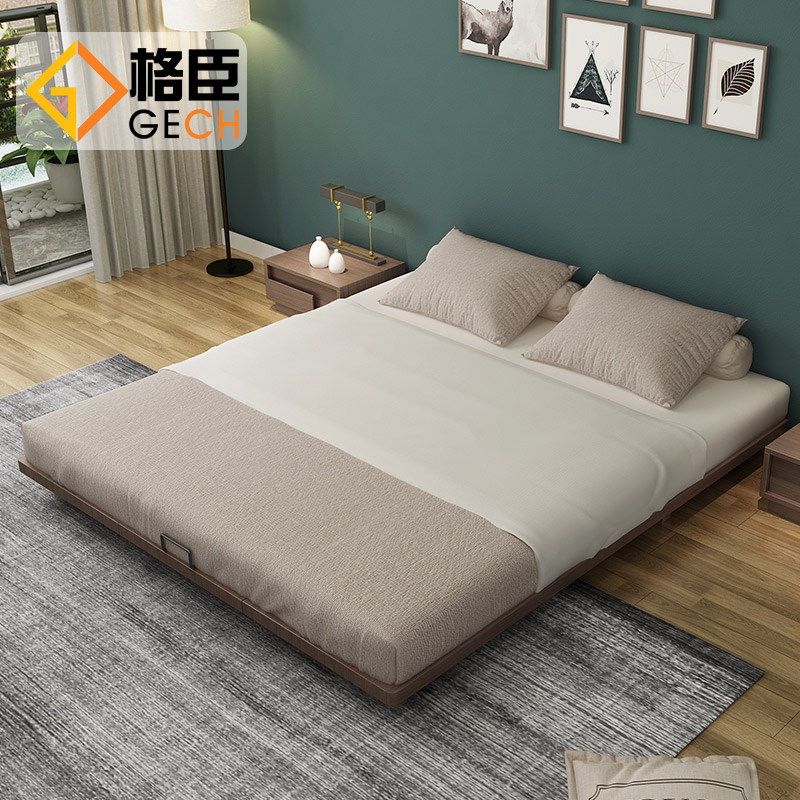 Nordic Tatami bed Japanese modern simple 1 8 meters bed without bed Low bed Floor 1 5 meters double bed