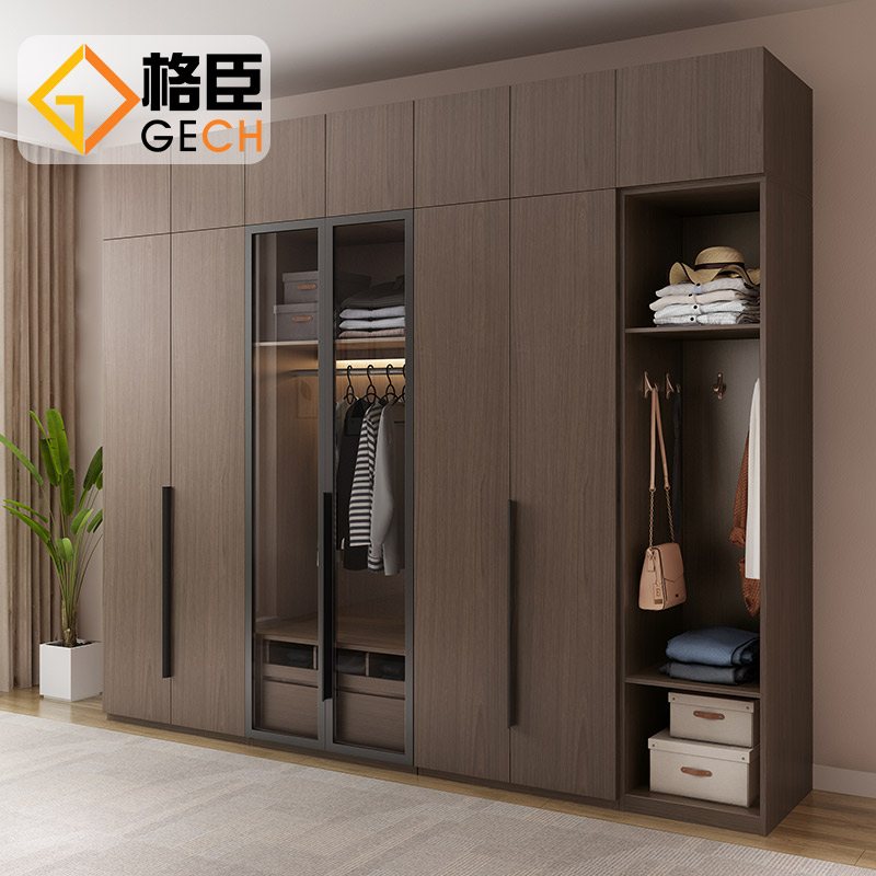 Wardrobe modern minimalist swing door Small apartment home combination wardrobe Nordic bedroom locker