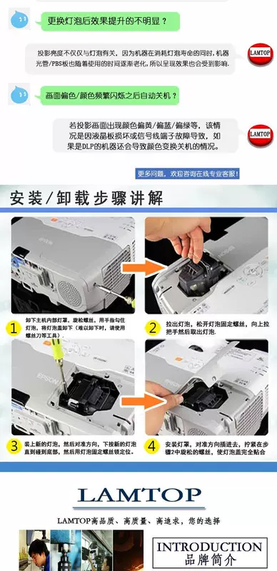 LAMTOP cho bóng đèn máy chiếu Epson EB-CS500XN / 420/95/93 với chân đế ELPLP60 - Phụ kiện máy chiếu màn hình chiếu