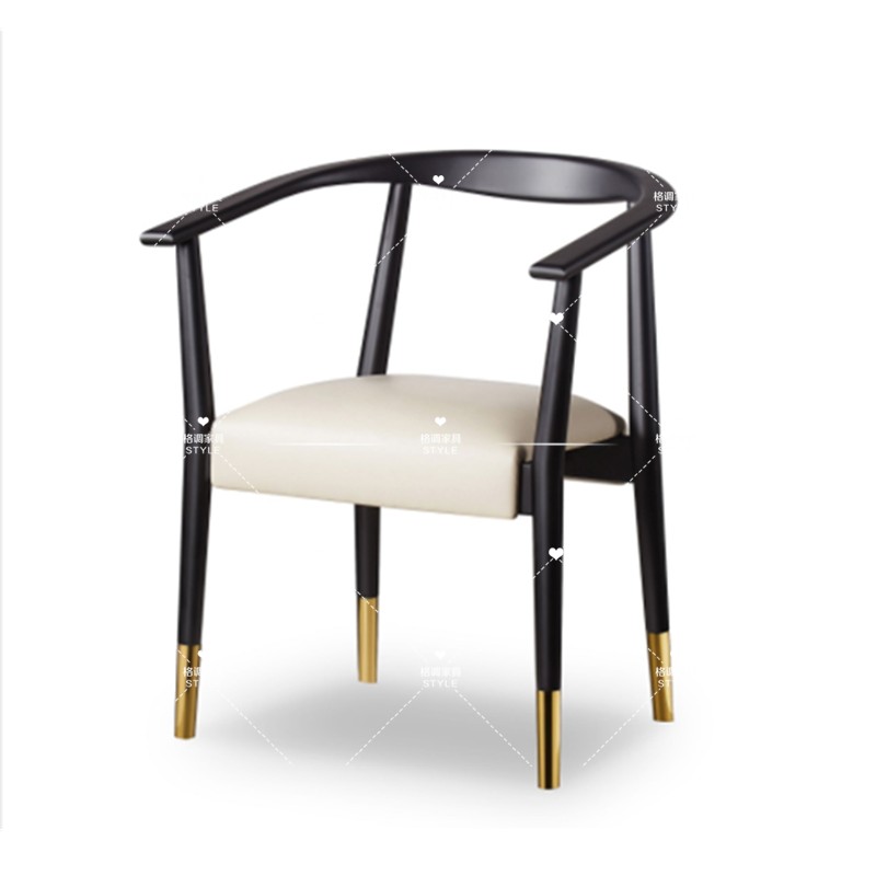 Light luxury solid wood dining chairAmerican-style back chairNegotiation chairDesigner armchairSample houseShow centerNew Chinese-style leisure chair