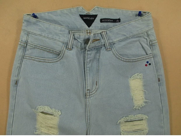 Quần jeans ống rộng 30 yard bf lỗ cũ cá tính thời trang cặp đôi mới mỏng thẳng * L49 / 81A-22