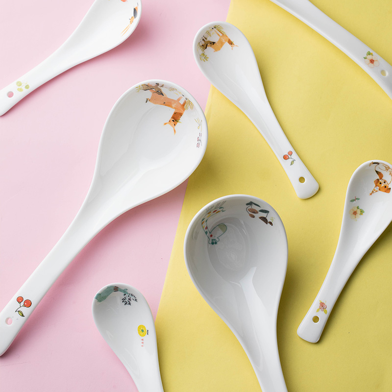 Yomerto spoon ceramic household big spoon, spoon, ladle smaller spoon handle large ipads China porridge spoon porridge