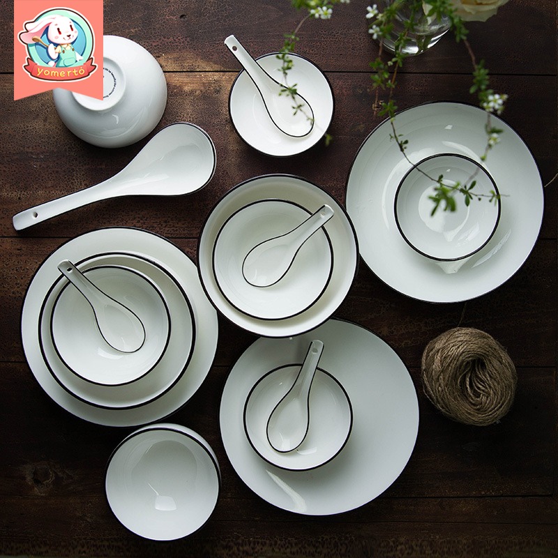 Yomerto northern dishes suit household contracted to eat big bowls of soup bowl rainbow such as bowl bowl spoon, creative ceramic plate