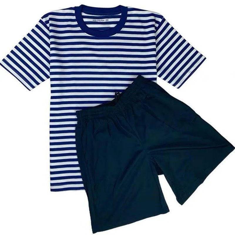 Fitness suit short sleeve set men's T-shirt summer quick drying shorts fitness training suit breathable blue and white crew neck sea soul shirt