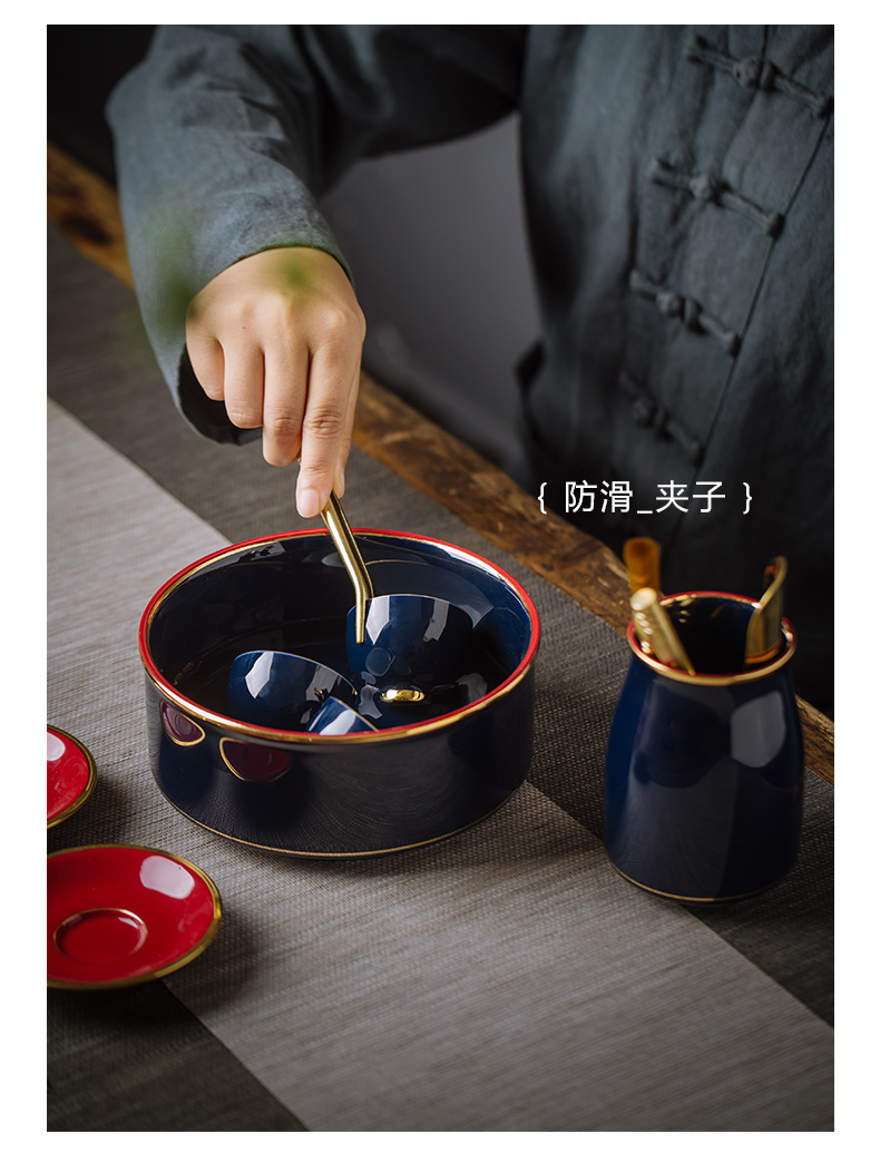 Regnant yipin ceramic tea six gentleman 's suit pure copper household kung fu tea tea accessories clamps to tea