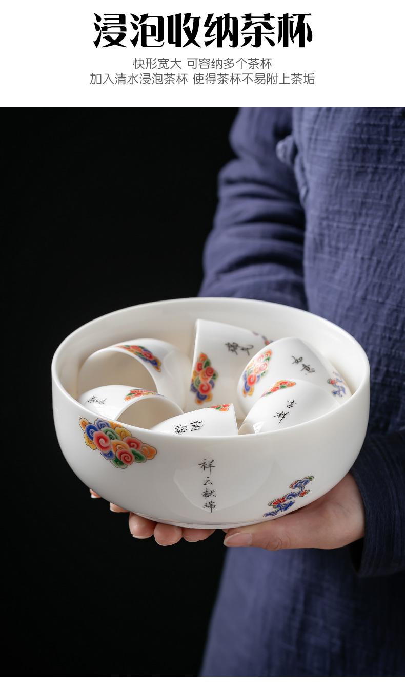 Xiangyun delight in white porcelain tea set home sitting room of a complete set of ceramic kung fu tea tureen tea cup teapot