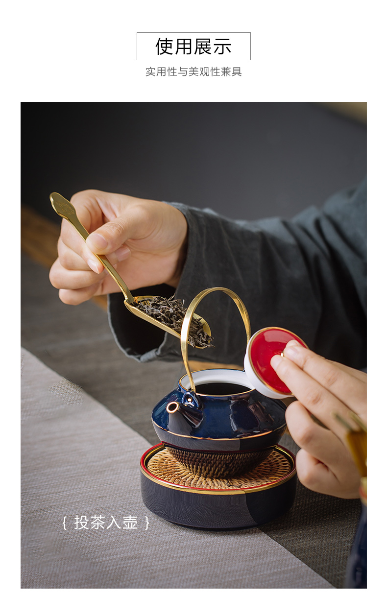 Regnant yipin ceramic tea six gentleman 's suit pure copper household kung fu tea tea accessories clamps to tea