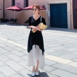 Комплект, платье, юбка, летняя одежда, длинный корсет, французский стиль, 20 года, в корейском стиле, средней длины