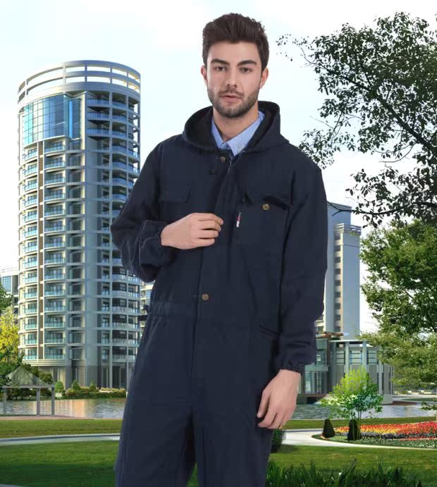 Mùa đông kích thước lớn làm dày áo một mảnh phù hợp với denim hàn bảo hiểm lao động máy đồng phục nam đồ bộ thể thao nam