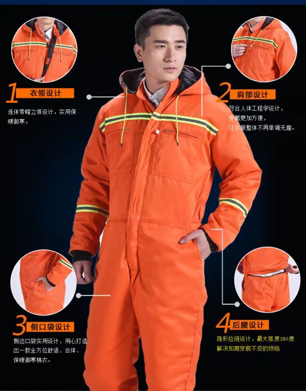 Mùa đông ngoài trời kho lạnh đặc biệt quần áo mùa đông ấm áp công việc quần áo cotton mảnh bảo hiểm lao động cơ thể dày cộng với bộ bông chống bụi