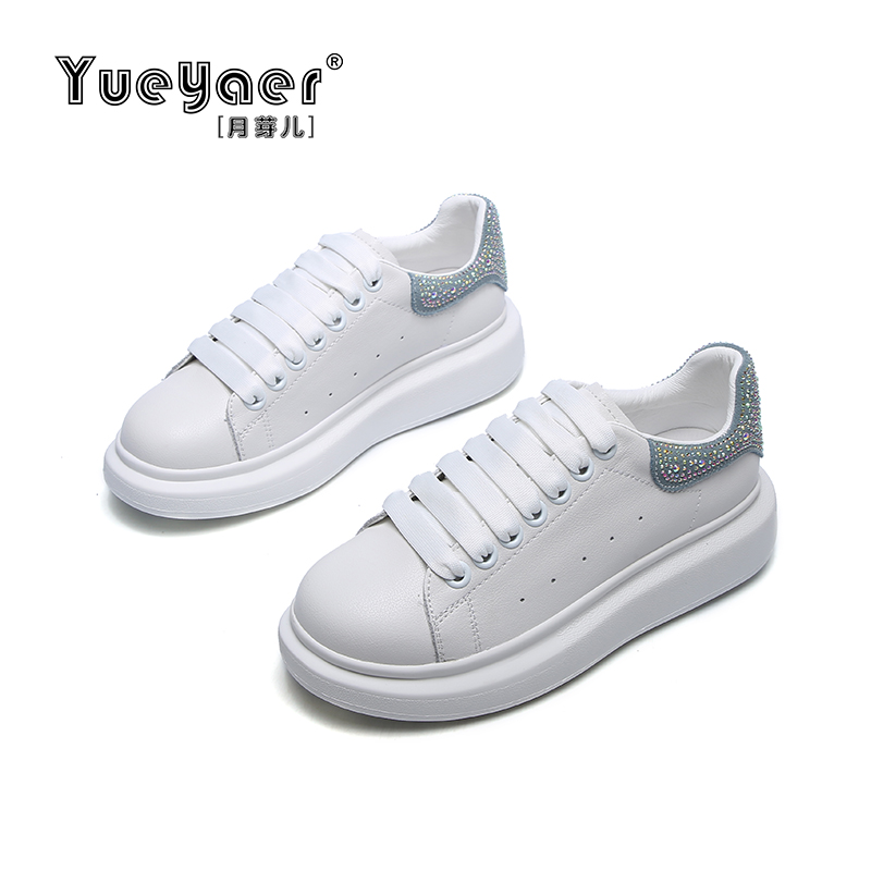 Lunar Bull Small White Shoes Female Spring and Summer New Han Drilling Round Head Leisure Woman Shoes