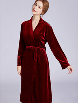 Morning robe bride wedding wedding pajamas red long autumn and winter bridesmaid nightgown slippers sexy simple thickening