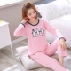 Bộ đồ ngủ cô gái cotton mùa thu tay dài kích thước lớn dễ thương phiên bản Hàn Quốc của bộ đồ cotton mỏng phục vụ phụ nữ có thể mặc bên ngoài đồ bay
