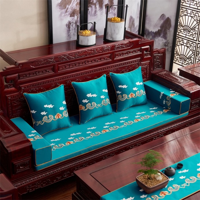 New Chinese Arhat mattress removable and washable dark fragrance floating classical mahogany sofa cushion bay window mat non-slip custom