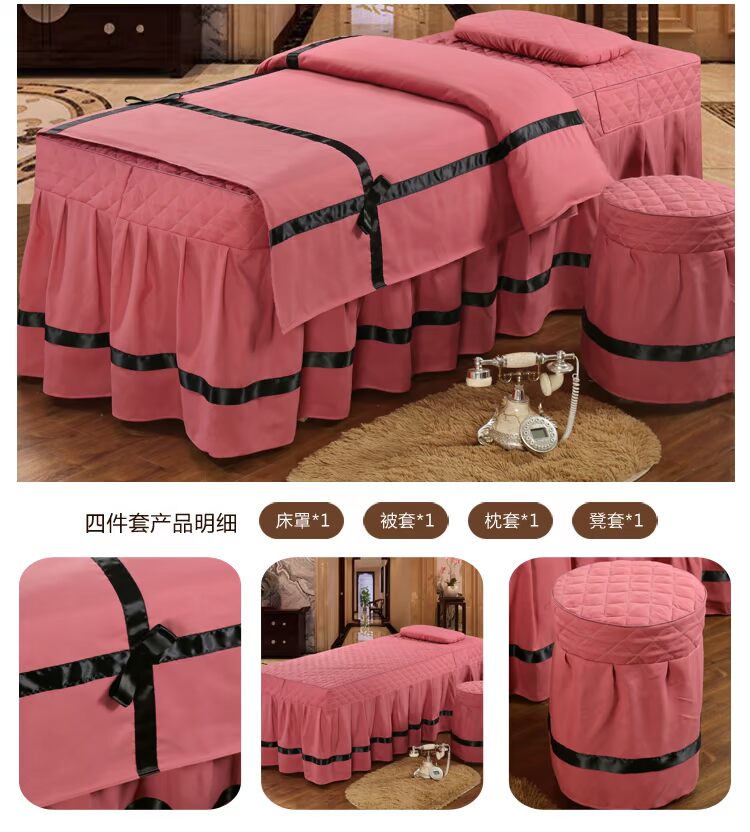 Beauty khăn trải giường cotton gia đình bốn thẩm mỹ viện massage đơn giản với lỗ dầu gội đầu trải giường custom-made miễn phí vận chuyển - Trang bị tấm bộ ga giường spa