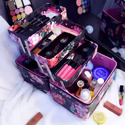 Cosmetic case Multi-layer large capacity professional cosmetics storage box Large multi-function portable portable hard layered bag