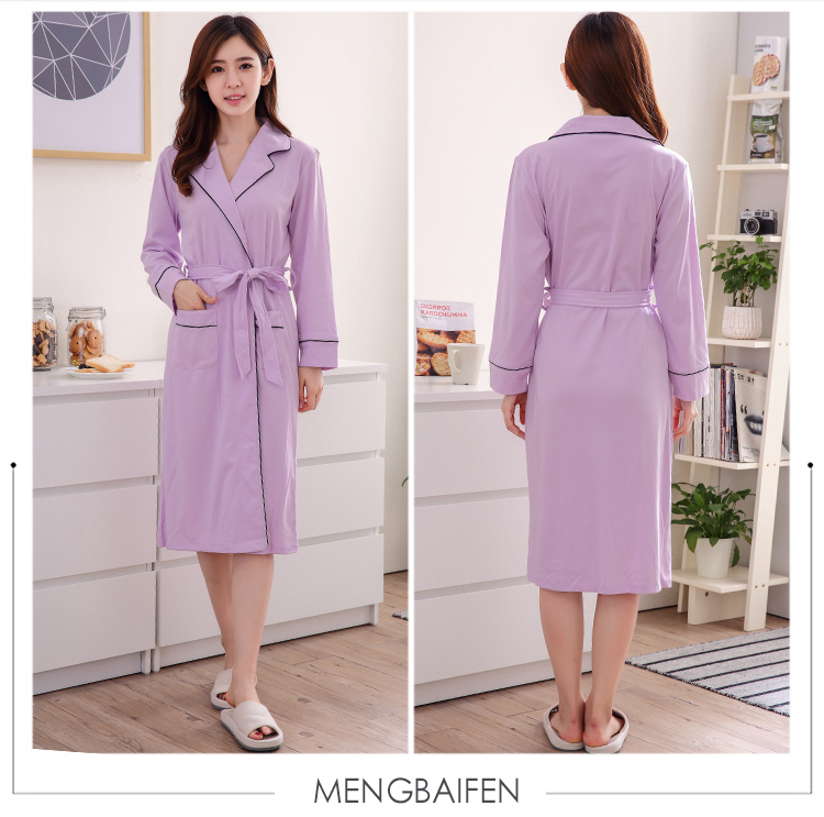 Phụ nữ trung niên mùa thu Hàn Quốc cotton dài tay áo choàng hoa áo choàng tắm áo choàng cotton một bộ đồ ngủ áo tắm nam nữ