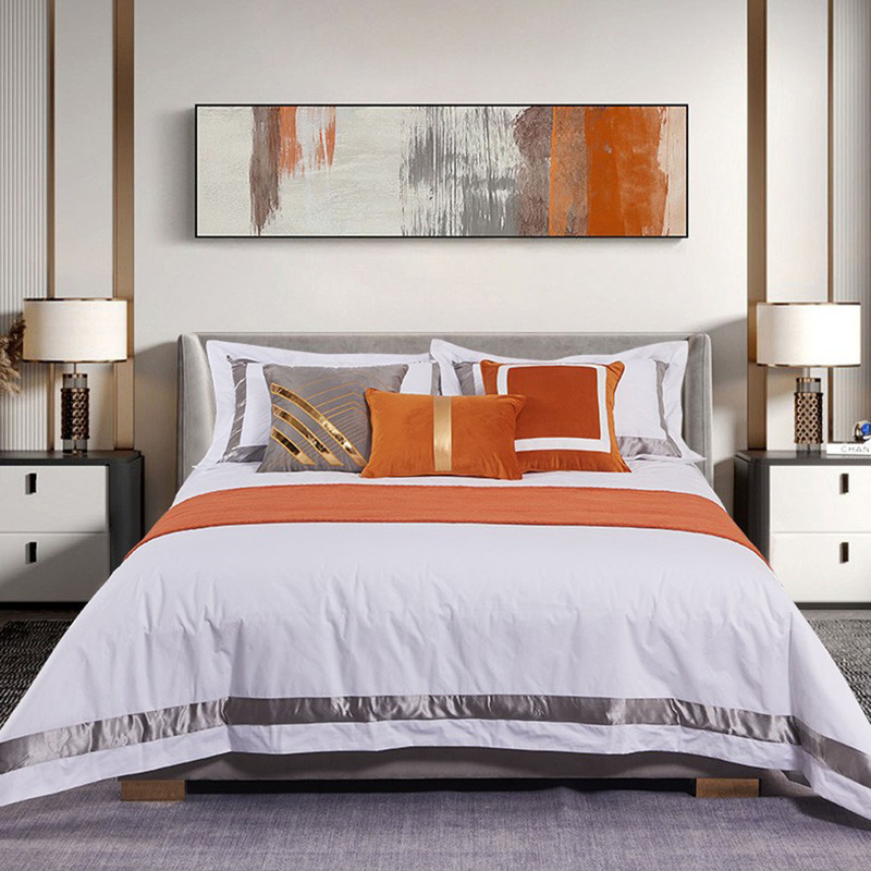 Exhibition Hall Model Room Furniture and Bedding Nordic American Style Light Luxury Simple Soft Decoration Bedding Multi-Piece Set Magnolia