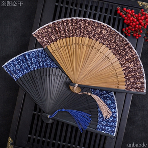 中国风舞蹈扇女夏季折叠扇古装日式复古繁花古