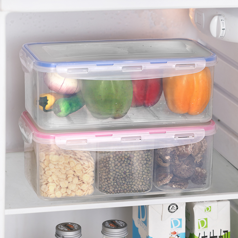 Large separated fresh-keeping box miscellaneous grain box food box lunch box microwave box refrigerator box seasoning sealed box