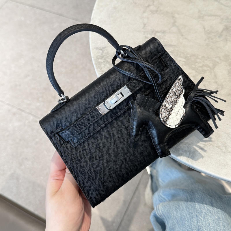 New High-End Palm Print Second-Generation Kelly Bag Genuine Leather Mini Women's Bag Cowhide Lightweight Crossbody Shoulder Handbag