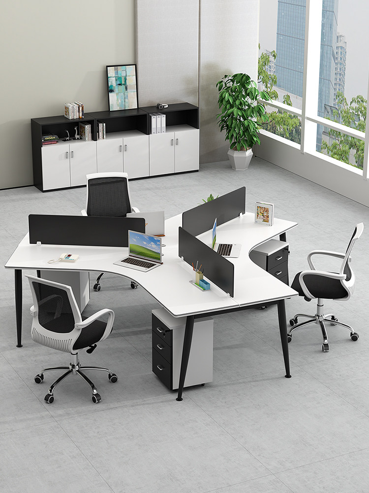 Staff desk 3 people 6 special-shaped staff table and chair combination computer desk partition creative workstation table simple and modern