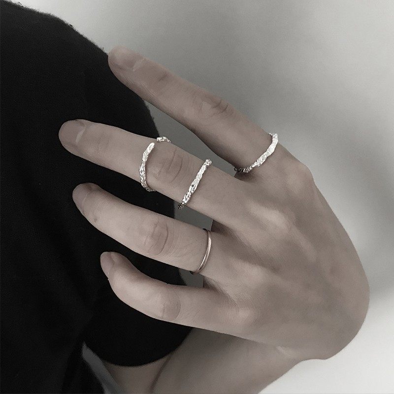 Irregular texture versatile dark style ring buyer