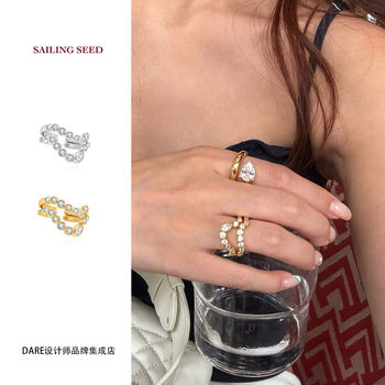 Dare buyer store sailing seed wave bubble double-layer combination ring stacked retro gold jewelry for women