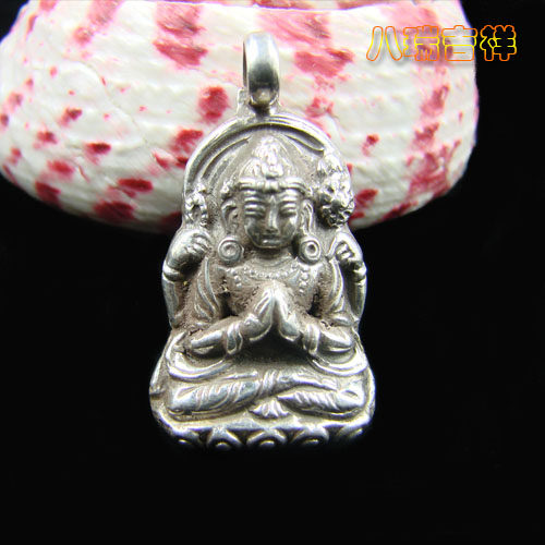 Nepal made 925 silver - four arms audio statue hoist pendant amulet by hand