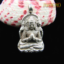 Nepal handmade 925 silver four-arm Guanyin Buddha statue pendant pendant amulet