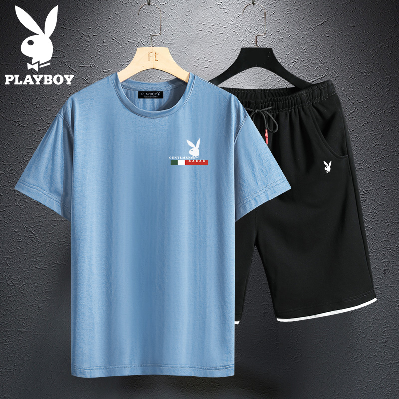 Playboy đầu mùa hè phù hợp với người đàn ông của nam giới thời trang giản dị loose-fitting áo thun sinh viên tuổi teen ngắn tay áo thun T