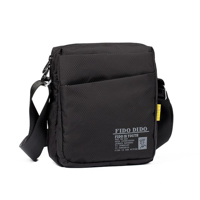 ຖົງບ່າຂອງຜູ້ຊາຍ Fido Didu ຖົງຜ້າ nylon ກັນນ້ໍາສະບັບພາສາເກົາຫຼີ ultra-light crossbody bag ຜູ້ຊາຍຖົງຜ້າ Oxford ແບບແນວຕັ້ງ