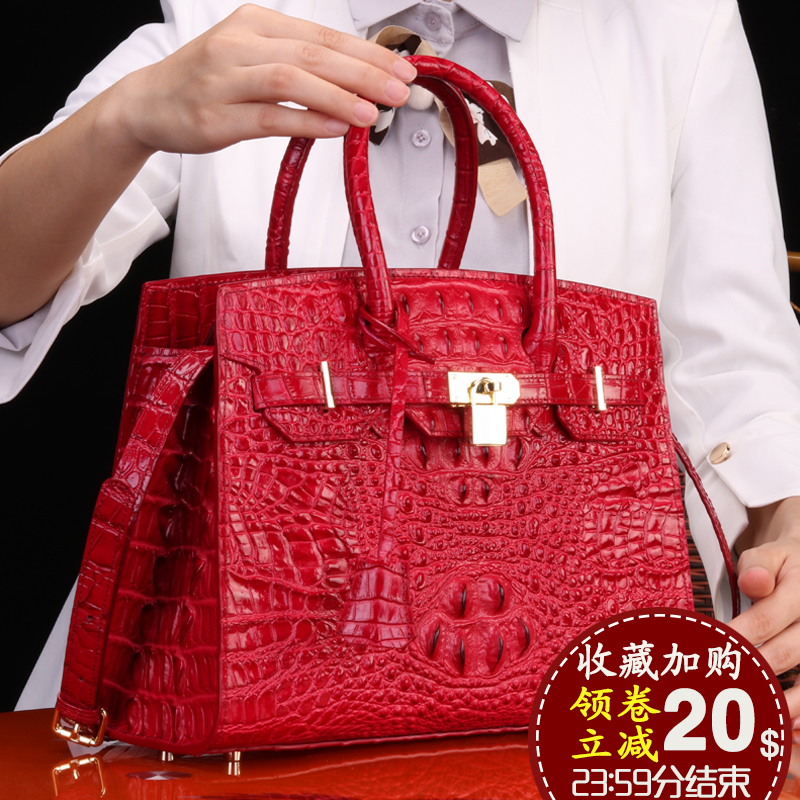 2022 new crocodile leather platinum bag handbag genuine leather women's single shoulder bag fashion large capacity women's bag Messenger women's bag