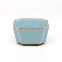 Lushuishanfang Yuzhou Jun porcelain sky blue glaze Square small flowerpot calamus Pot Pot Pot