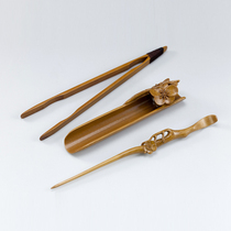 Lushuishanfang Taiwan handmade bamboo carving tea device Liao Yi male plum blossom teaspoon set